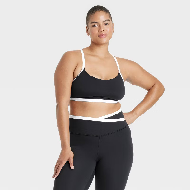 Women's Everyday Soft Light Support Piped Midline Sports Bra - All In Motion™ Red XXL | Target