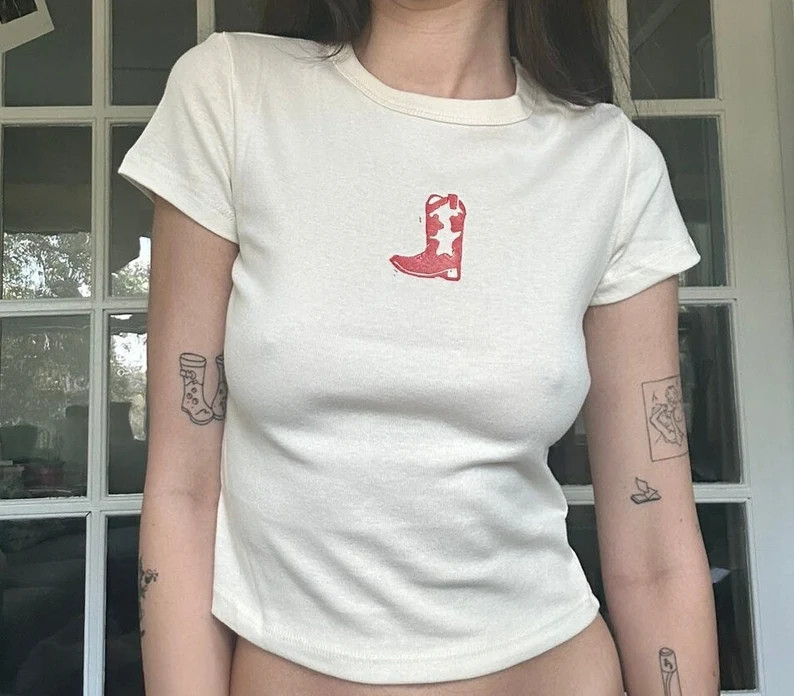 Cowboy Boot Linocut Print Baby Tee - Etsy | Etsy (US)