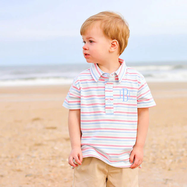 Blue & Pink Stripe Polo | Classic Whimsy