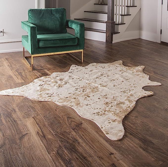 Amazon.com: Faux Cowhide Rug - Beautiful Acid Wash Cowhide Rug. Western Throw Rugs for Office, Be... | Amazon (US)