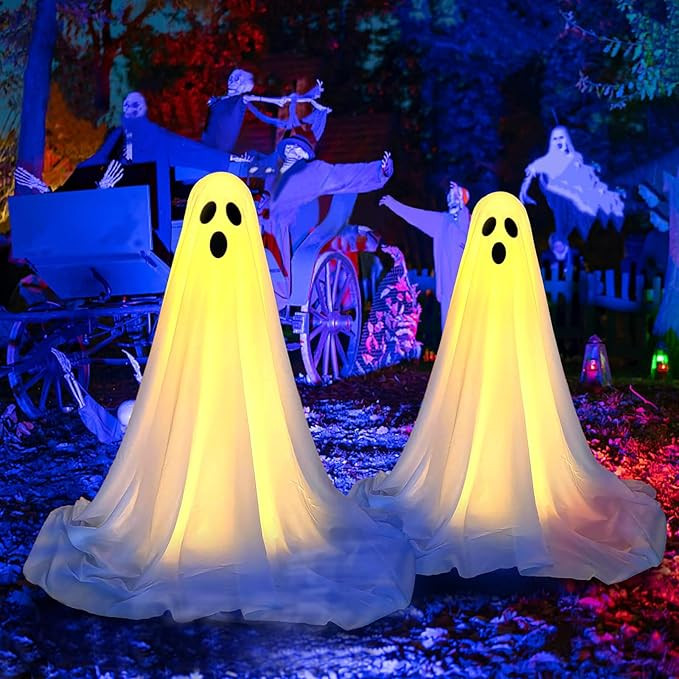 Halloween Decorations Outdoor-2PCS White Cloth Ghosts-Spooky Ghost Decor,Halloween Ghost Lights f... | Amazon (US)