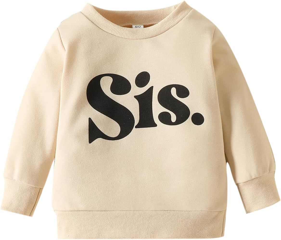 Baby Girl Sister Matching Outfit Long Sleeve Letter Print Crewneck Sweatshirt Pullover Sweater Fa... | Amazon (US)