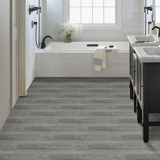 Peel and Stick Floor Tile, 36in×6in, Natural Grey Wood Grain Look, Self Adhesive and Waterproof ... | Amazon (US)