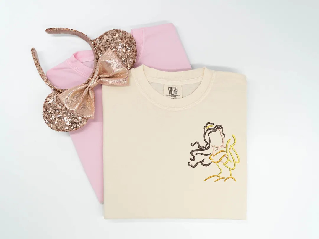 Belle Embroidered Tshirt, Belle Embroidered Shirt, Beauty and the Beast T-shirt, Disney Princess ... | Etsy (DACH)