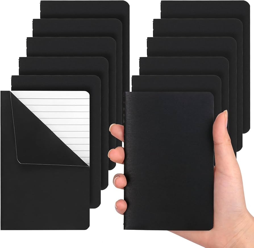 LABUK 12pcs Pocket Notebook 3.5 x 5.5in, Lined Small Notebooks, Black Softcover Memo Notepad for ... | Amazon (US)