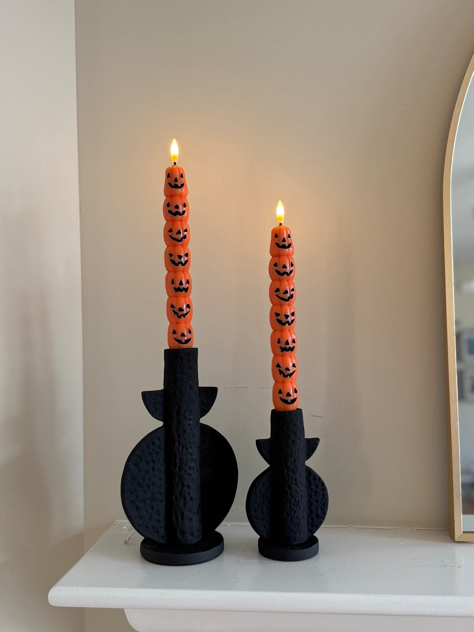 Halloween Decor, Pumpkin flameless Taper Candles with remote, flickering real wax battery LED Candlestick Set. 

#LTKHome #LTKautumn #LTKSeasonal