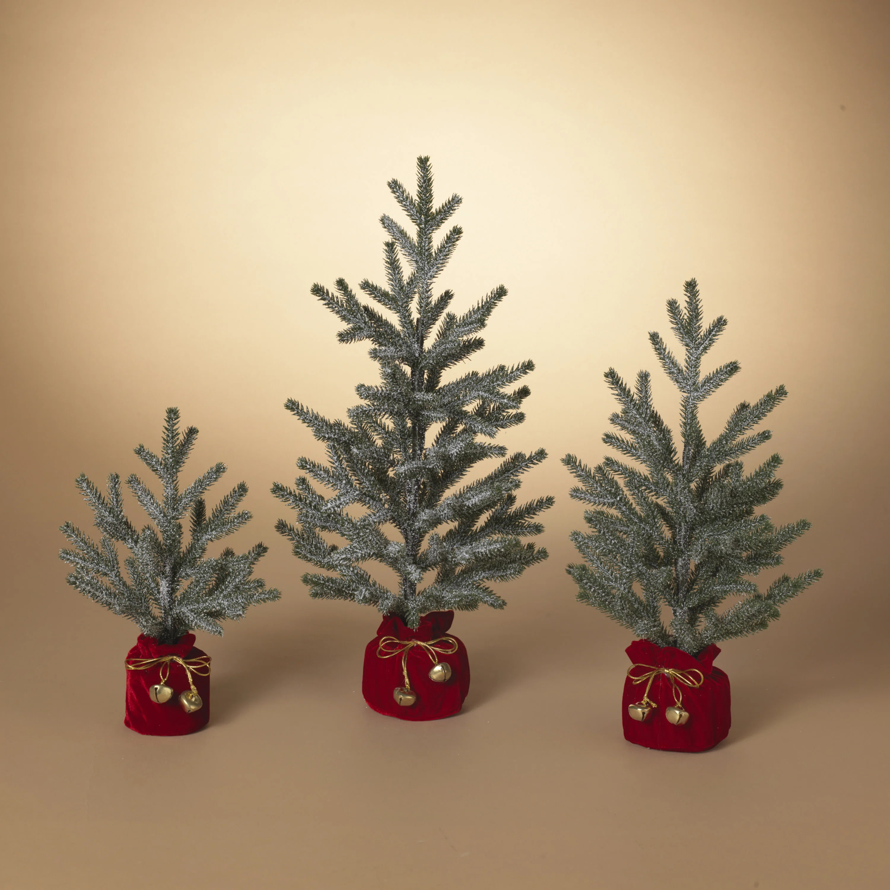 Set Of 3 Holiday Pine Trees With Christmas Jingle Bell Base | Wayfair North America