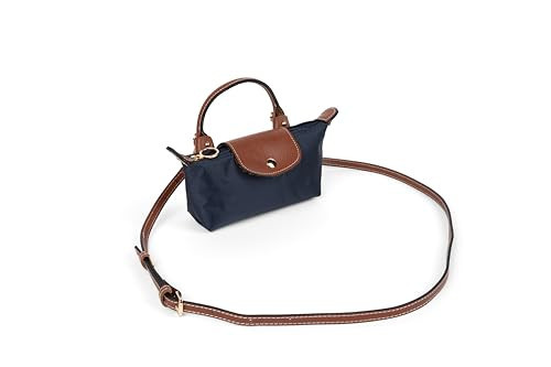 Designer-like Mini Crossbody Bag | Genuine Leather Trimming | Snap & Zipper Closure | Fashionable | Water resistant | Phone Pouch | Lightweight | Cosmetic Bag | Adjustable Strap Included (Navy Blue) | Amazon (US)