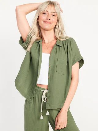 Short-Sleeve Loose Shirt for Women | Old Navy (US)