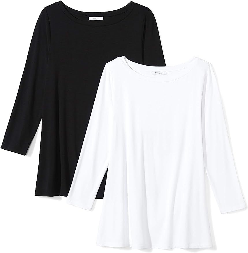 Daily Ritual Women's Jersey 3/4-sleeve Bateau-Neck Swing T-Shirt | Amazon (US)