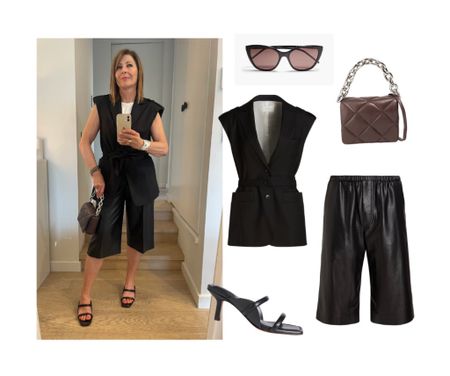 All black in summer ? It’s so chic ! 
Just make sure you update to new shapes; a sleeveless blazer & pleather shorts. A brown bag will break up the monotone ! 
Steal my style right here 

#LTKaustralia #LTKstyletip