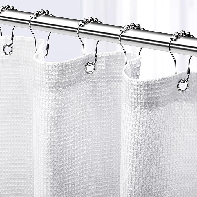 NEATERIZE Shower Curtain White - Hotel Style Shower Curtains for Bathroom with Waffle Design, 72x... | Amazon (US)