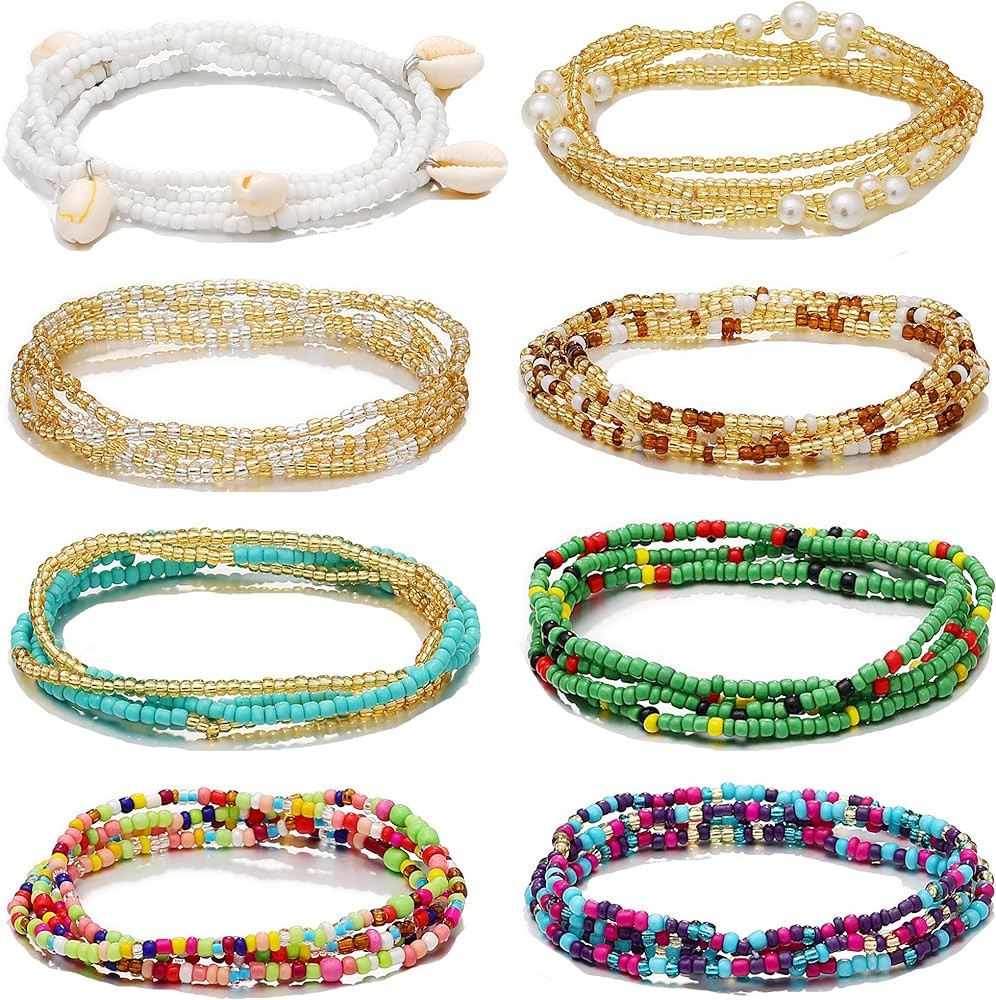 RLMOON 24-50Inch Waist Beads for Women African Waist Beads Plus Size Layered Belly Bead Body Chai... | Amazon (US)