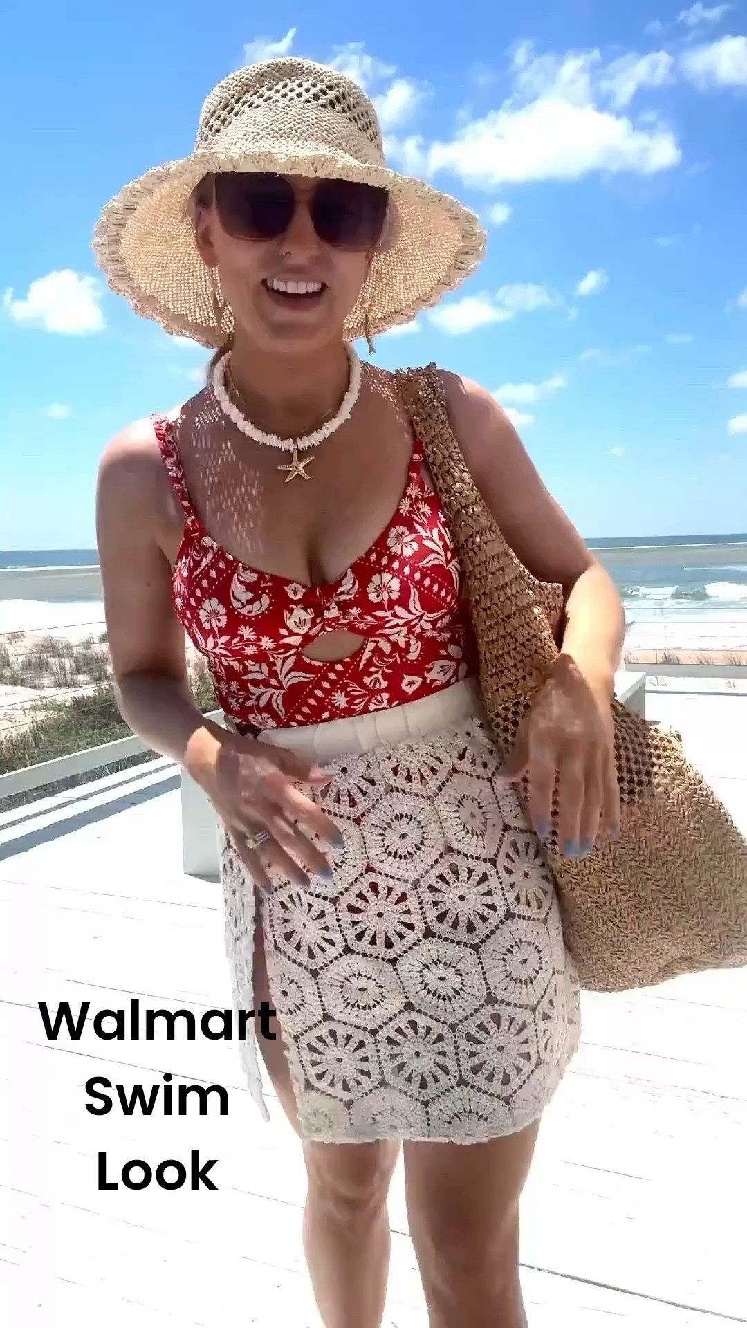 This look is giving coastal summer perfection ❤️ This red printed one-piece is SO flattering and feels designer-level without the price tag. Paired it with this crochet cover-up skirt for a chic layered beach look that’s perfect for walking around or grabbing lunch after the beach.

Finished it off with a straw tote and sun hat for that effortless, elevated vibe ☀️ Everything runs true to size and is such a good Walmart find!

#WalmartSwim #SwimStyle #BeachOutfit #SummerSwimwear #AffordableStyle #CoastalFashion #VacationReady #BeachChic #OnePieceSwimsuit #CoverUpStyle #WalmartFinds #MomStyle #OOTD #AmazonAccessories #ResortWear

#LTKootd #LTKSwim #LTKTravel