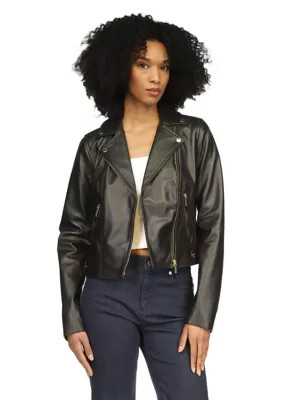 MICHAEL Michael Kors Women's Leather Moto Jacket, Black, Large | Belk