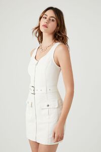 Belted Zip-Front Twill Mini Dress | Forever 21 (US)