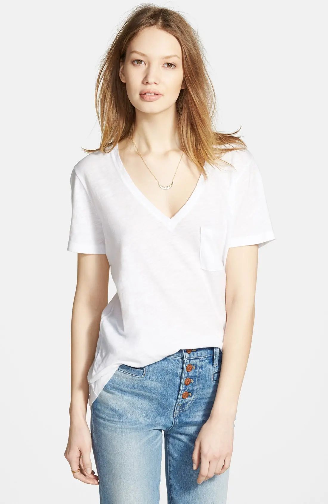 'Whisper' Cotton V-Neck Pocket Tee | Nordstrom