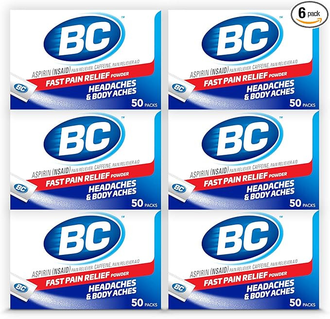 BC Powder Original Strength Pain Reliever, 50 Powder Sticks, 50 Count(Pack of 6) | Amazon (US)