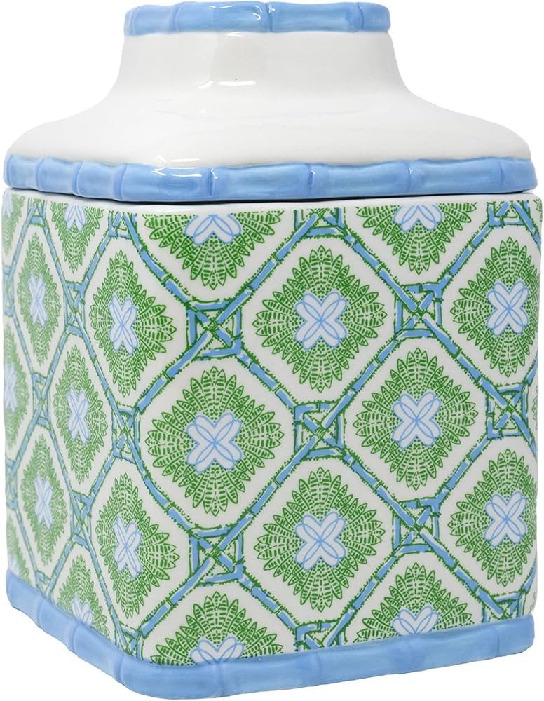 Lilly Pulitzer Ceramic, Square, Tissue-Box Cover, Tissue Holder for Home Decor (Bamboo Logo Trell... | Amazon (US)