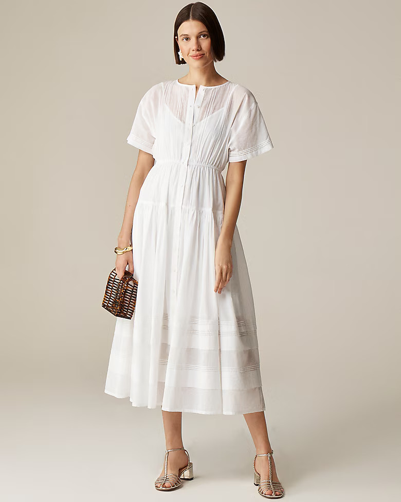 Pintuck shirtdress in cotton voile | J. Crew US