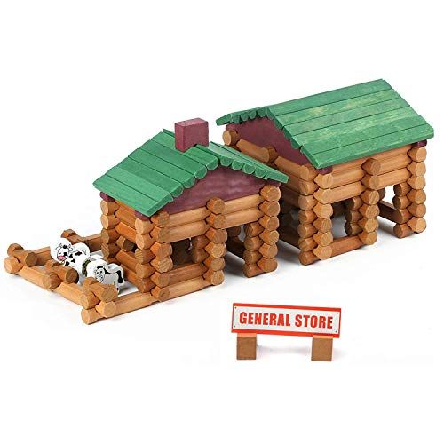 Wondertoys 170 Pieces Wood Logs Set Ages 3+, Classic Building Log Toys for Boy, Creative Constructio | Amazon (US)