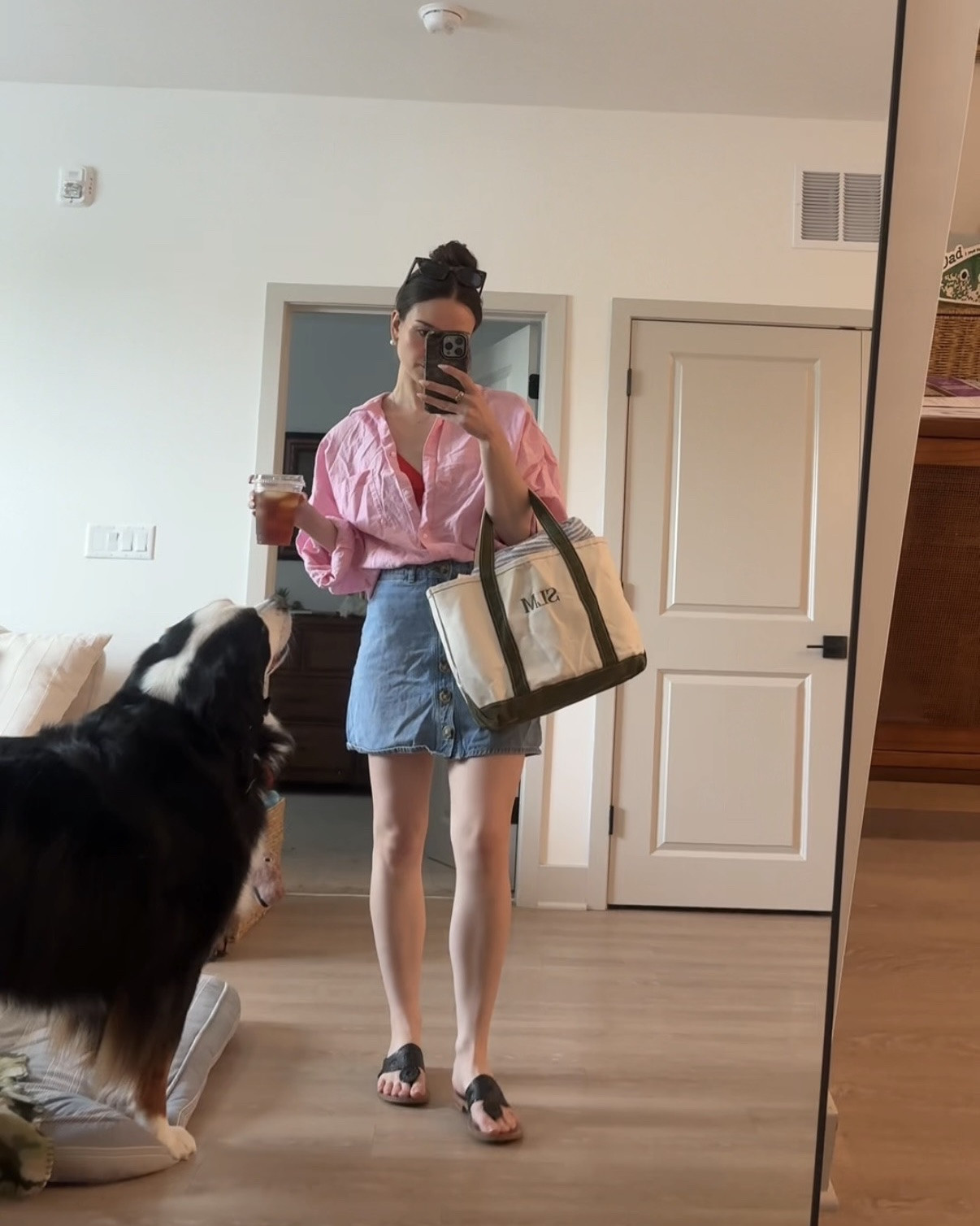 Easy beach outfit with my favorite pink over sized button down shirt, ll bean boat n tote and black Jack Rogers sandals.

#LTKootd #LTKSwim #LTKSeasonal