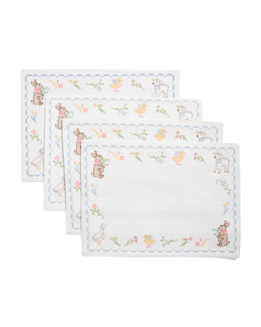 Set Of 4 Easter Cross Stitch Reversible Placemats | Marshalls