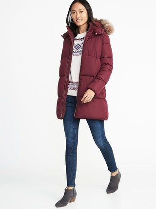 Hooded Frost-Free Long Jacket for Women | Old Navy US