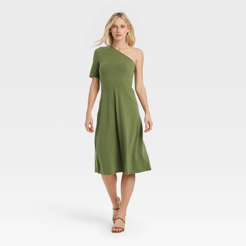 Women's Elbow Sleeve One Shoulder Knit Dress - Who What Wear™ | Target