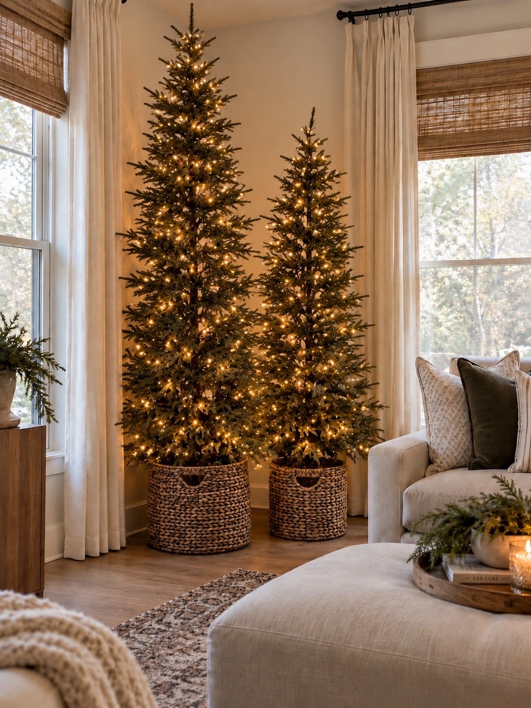 Simple, cozy Christmas styling 🌲✨ Sometimes less really is more! These 6ft and 7ft pre-lit Christmas trees are giving all the natural, organic holiday vibes. I love the sparse, realistic branches, warm twinkle lights, and woven baskets for that effortless, cozy look. Perfect for a living room corner without needing a single ornament! 🤎

Shop these Amazon Christmas trees and woven baskets to recreate this neutral holiday look! ✨

#AmazonChristmasDecor #ChristmasTreeDecor #OrganicChristmas #NeutralChristmasDecor #CozyChristmasHome #LTKHome
