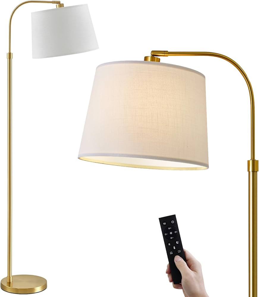 Oneach 62" Arc Floor Lamp for Living Rooms, Gold Tall Standing Lamps with Remote and Stepless Dim... | Amazon (US)
