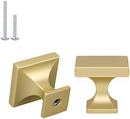 Haliwu 10 Pack/Brushed Gold Cabinet Knobs, Brass Knobs for Dresser Gold Square Knobs for Drawer Kitc | Amazon (US)