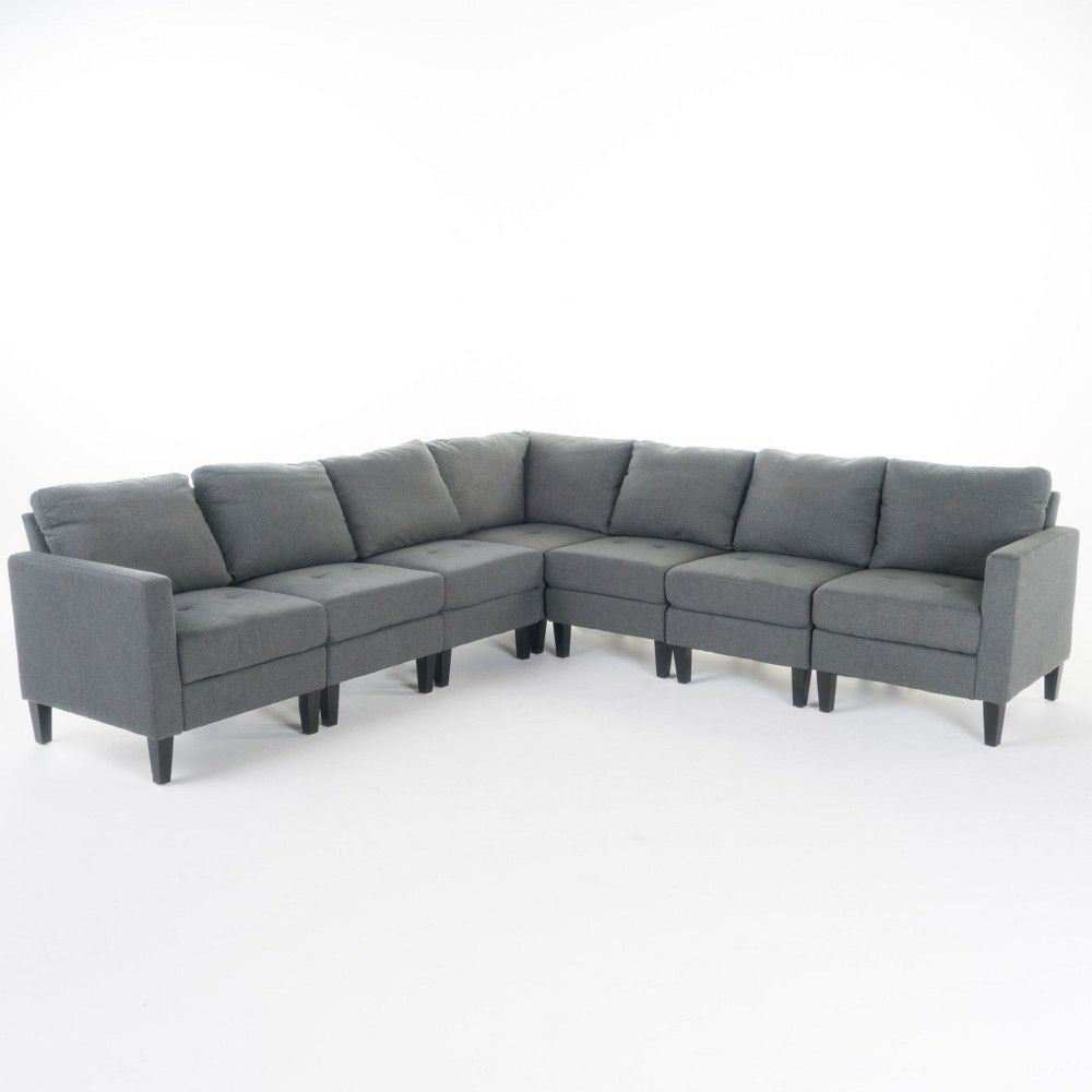 7pc Zahra Sectional Couch Dark Gray - Christopher Knight Home | Target