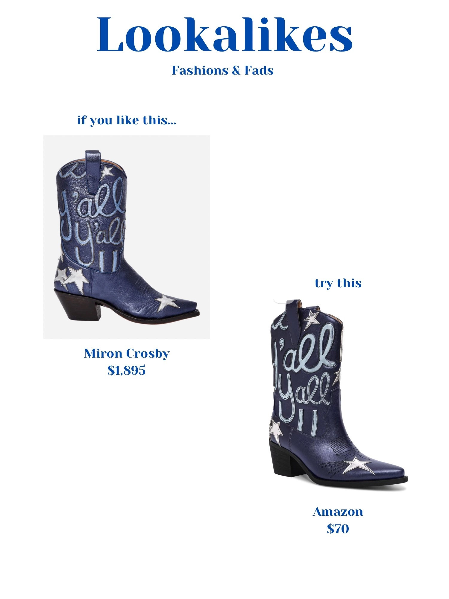 Miron Crosby dupe!

Sophie boot
Miron Crosby boots
Cowboy boots
Cute shoes
Cute boots
Western boots
Yall boots
Fun shoes
Fun boots

#LTKStyleTip #LTKShoeCrush #LTKFindsUnder100