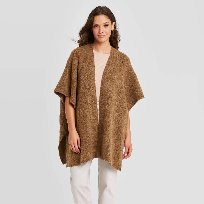 Women's Kimono Jacket Ruana - Universal Thread™ Brown One Size | Target