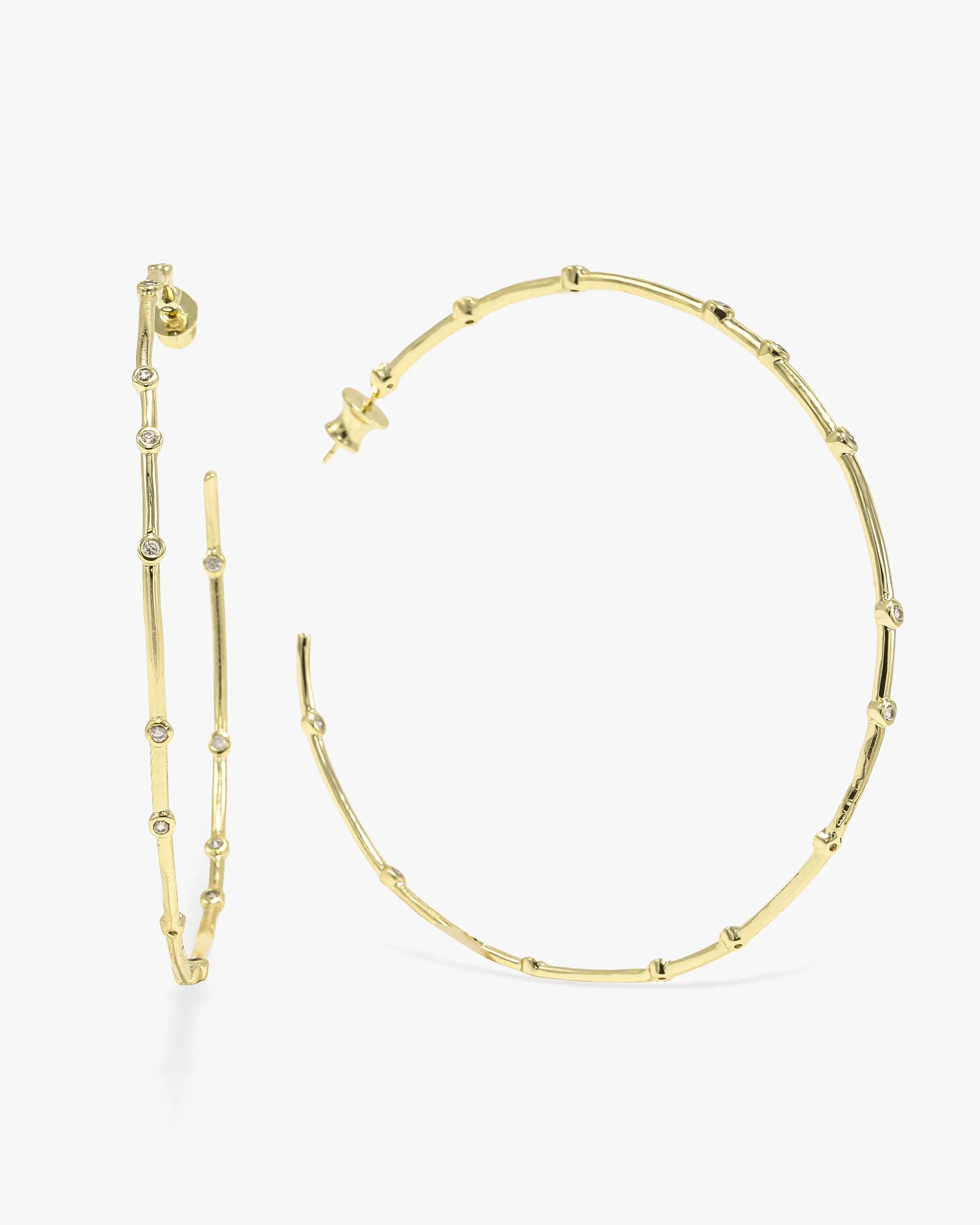 Big Ass Hoops 3" - Gold|White Diamondettes | Melinda Maria