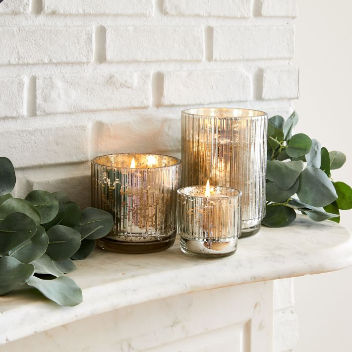 Mercury Glass Fluted Candles - Cypress Sage | West Elm (US)