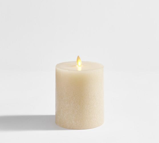 Premium Flickering Flameless Wax Pillar Candle - Salt Washed | Pottery Barn (US)