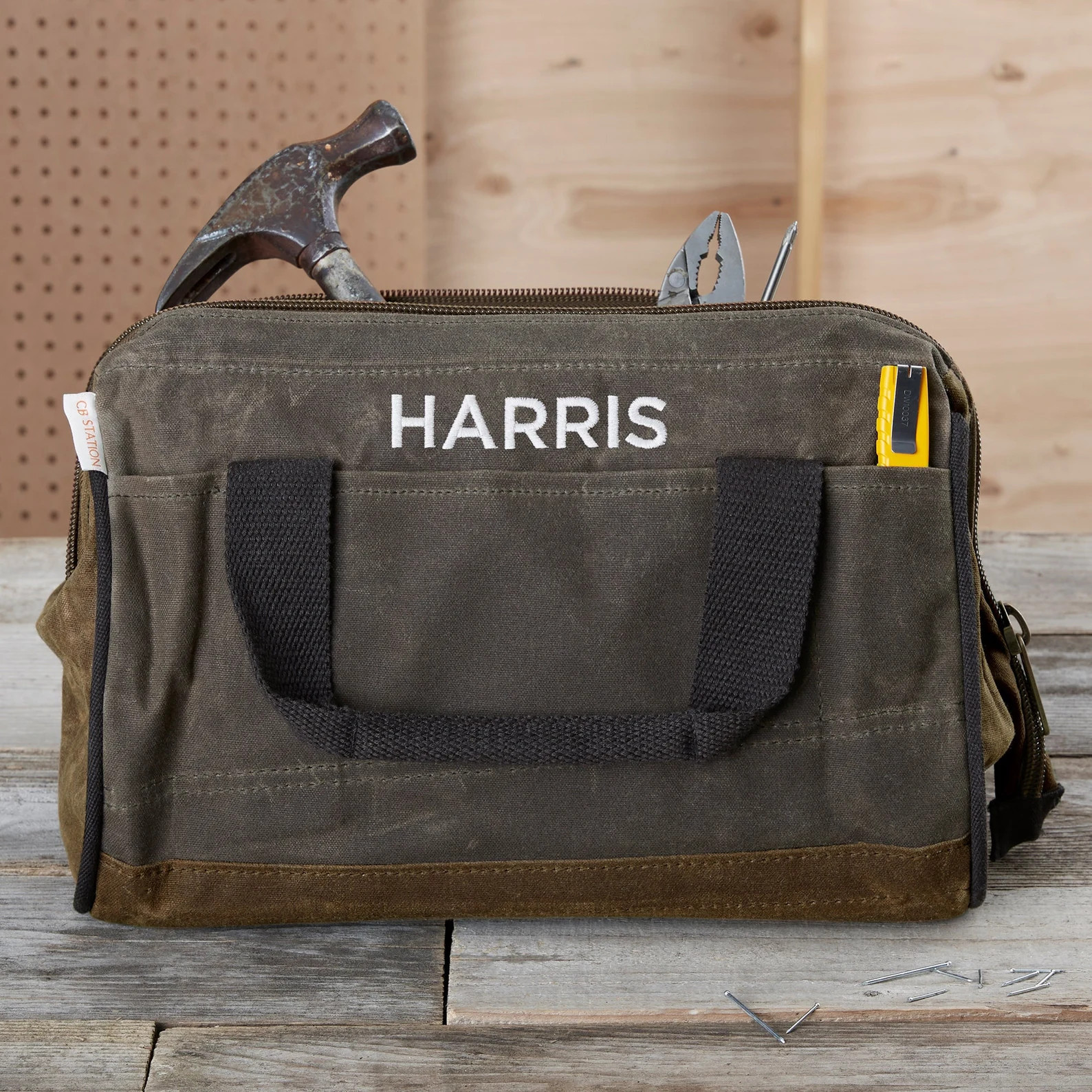 Embroidered Olive Waxed Canvas Tool Bag for him, Father's Day Gift, Dad Gifts, Birthday Gifts, Gi... | Etsy (Global)