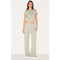 Sage Green Textured Straight Leg Pants | PrettyLittleThing US