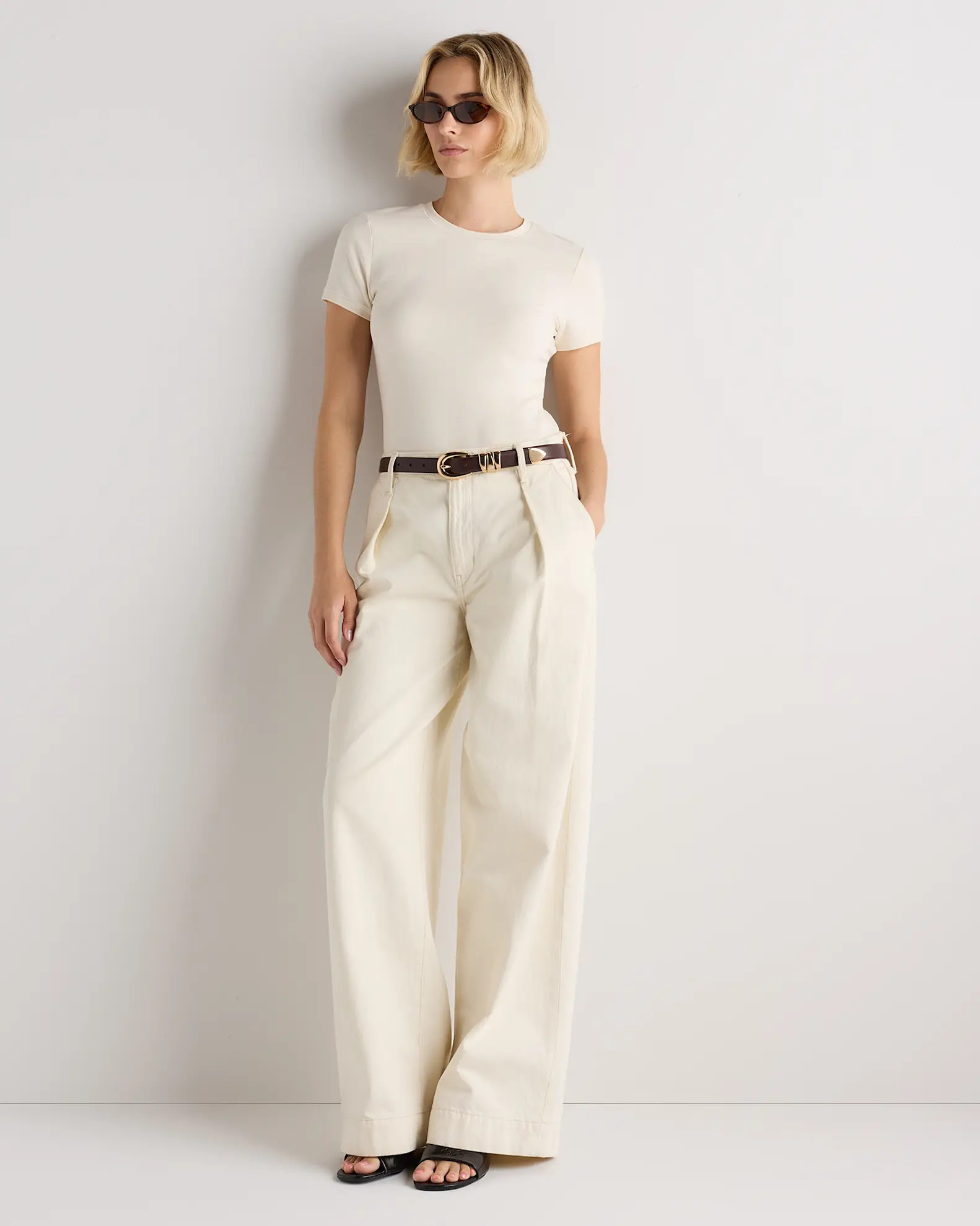 Stretch Cotton Jersey Cropped Fitted T Shirt | Quince