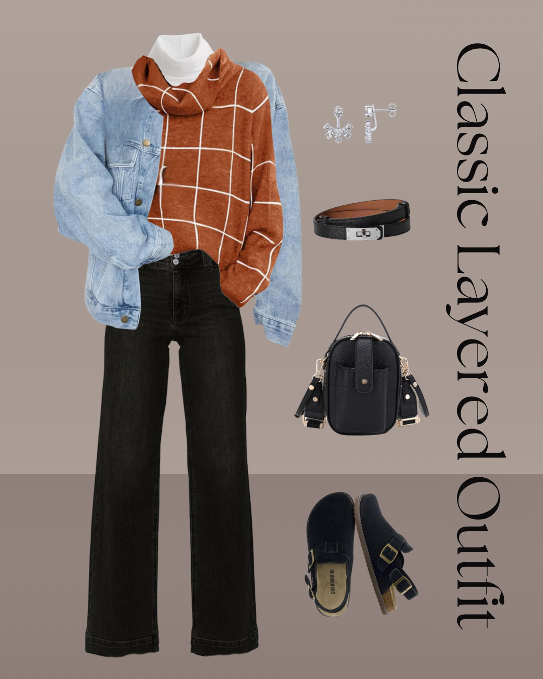  Layered winter outfit that’s easy to wear
Light layers make this simple outfit feel finished without extra effort.
The rust grid sweater, denim jacket, black jeans, and small structured cross body bag to keep everything casual but styled.

#layeredoutfit #winterstyle #neutralstyle #closetbasics #ltksty

 

#LTKootd