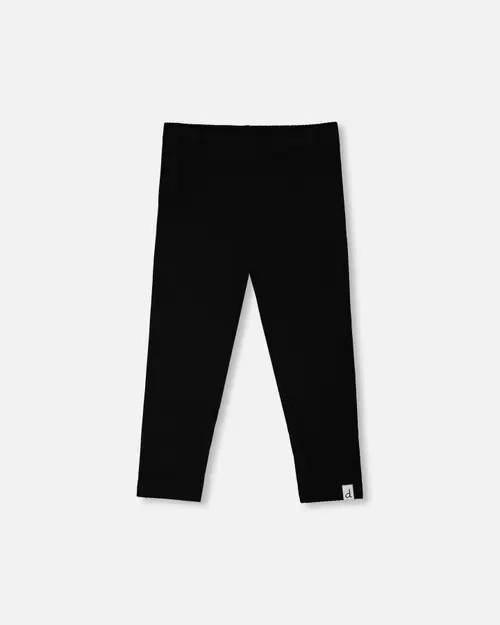 Deux par Deux Rib Elastic Waist Capri Leggings in Black at Nordstrom, Size 10 | Nordstrom
