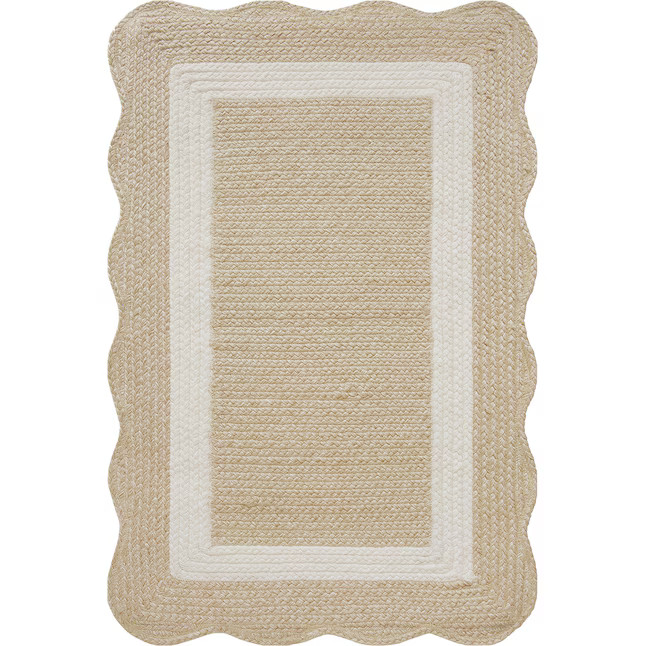 allen + roth Wavy Wheat 2 x 3 (ft) Braided Polypropylene Natural Ivory Rectangular Indoor Throw r... | Lowe's