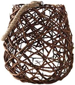 Yardwe 1PC Natural Rattan Lantern with Handle - Rustic Vintage Woven Iron Rattan Candle Holder La... | Amazon (US)