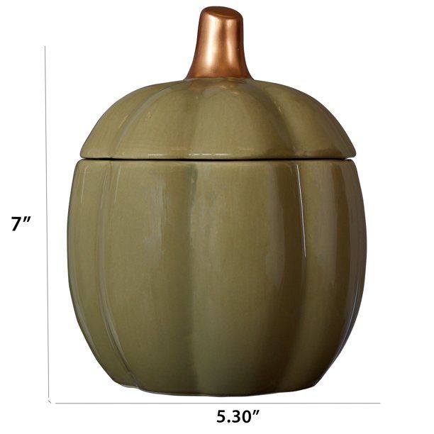 Harvest Tabletop Decoration, Ceramic Pumpkin Jar, Sage Green, 7", by Way To Celebrate | Walmart (US)