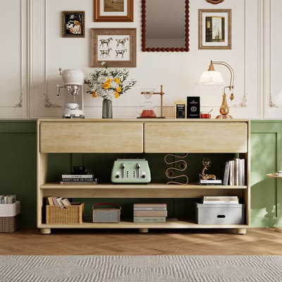Bella Depot Vintage Entryway Table with Drawers and Shelves - Natural | Target