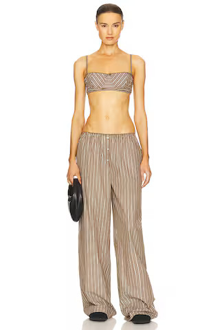 Pinstripe Poplin Bra in Brown & Cream Stripe | Revolve Clothing (Global)