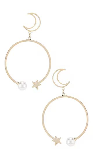 SHASHI Mona Moon Drop Earrings in Metallic Gold. | Revolve Clothing (Global)