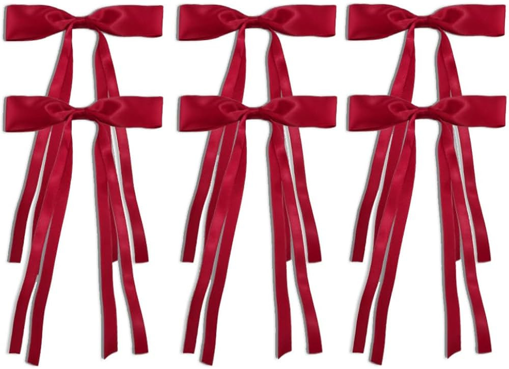 Ahoney 6pcs Bow Hair Accessories - Ribbons with Bowknots and Long Tails, Christmas Barrettes for ... | Amazon (US)
